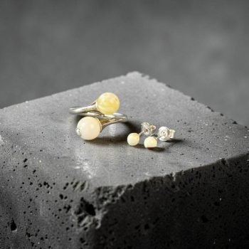 Stilingas peizažinio gintaro ir briedžio rago rinkinys