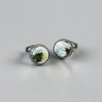 Vyriškos stilingos mozaikinio peizažinio gintaro sąsagos(4)
